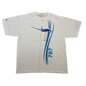 Official Boeing 787 white graphic plane tee shirt NWT XL 24x30